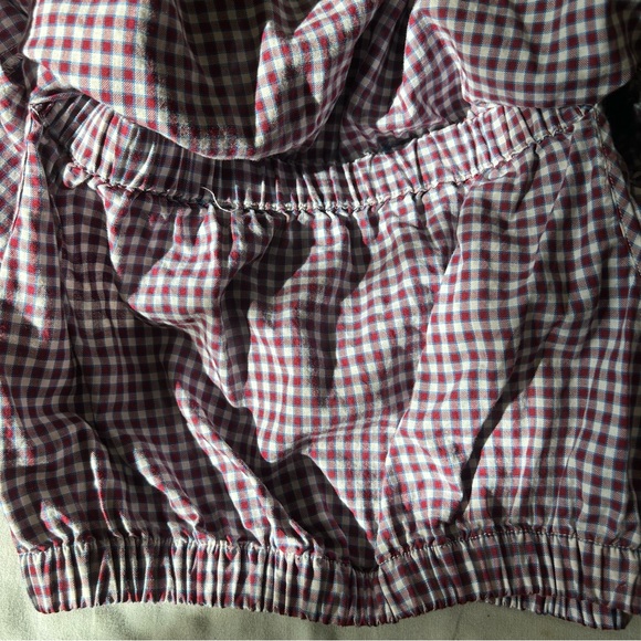 Petersyn Women's Red and Blue Plaid Print Off-The-Shoulder Blouse EUC SZS - Picture 6 of 8